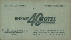 Highway 40 Motel Reno, NV Business Card Business Card Business Card