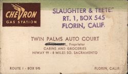 Chevron Gas Station Twin Palms Auto Court Florin, CA Business Card Business Card Business Card