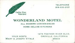 Wonderland Motel Business Card