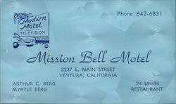 Mission Bell Motel Ventura, CA Business Card Business Card Business Card