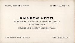 Rainbow Hotel San Jose, CA Business Card Business Card Business Card