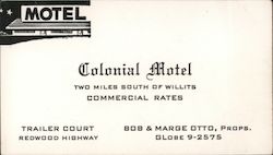 Business card for Colonial Motel Business Card