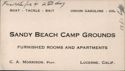 Sandy Beach Camp Grounds Business Card