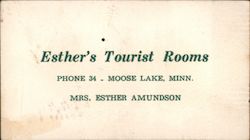 Esther's Tourist Rooms Moose Lake, MN Business Card Business Card Business Card