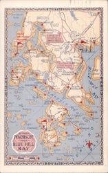 Road Map Showing Approaches to Deer Island Postcard