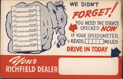 Richfield Dealer Service Check Card Postcard