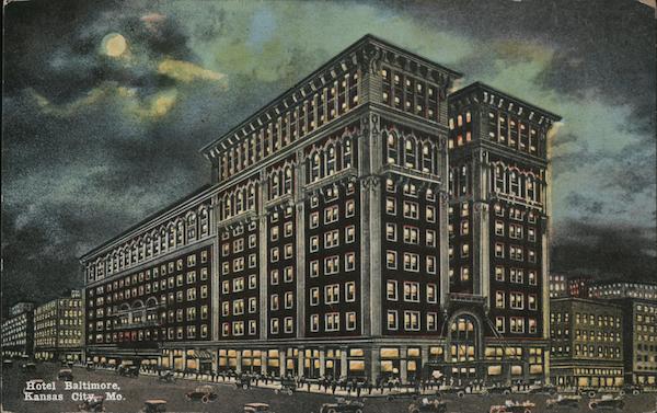 Hotel Baltimore at Night Kansas City Missouri