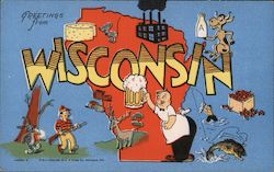 Greetings from Wisconsin Postcard Postcard Postcard