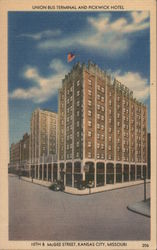 Union Bus Terminal and Pickwick Hotel Postcard