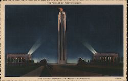 Liberty Memorial - Pillar of Fire by Night Kansas City, MO Postcard Postcard Postcard