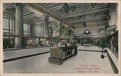 Interior View First National Bank Postcard