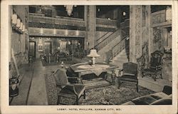 Lobby, Hotel Phillips Postcard