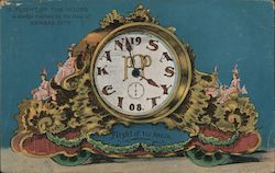 Priests of Pallas Parade - "Flight of the Hours" Clock Float, 1908 Postcard
