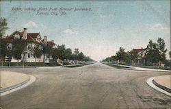Paseo looking North from Armour Boulevard Postcard