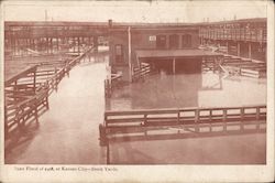 June Flood of 1908, at Kansas City - Stock Yards. Postcard