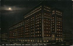 Baltimore Hotel By Night Postcard