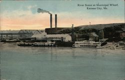 River Scene at Municipal Wharf Postcard