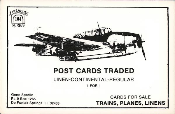 Air Force Plane - Post Card Trading / Sales De Funiak Springs Florida