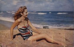 Sun, Sand, and a Smile Woman at Beach Postcard
