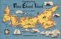 Map of Prince Edward Island - Camping and Picnic Areas Postcard