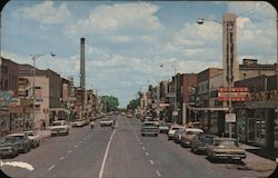 2nd Street and Business District Looking North Postcard