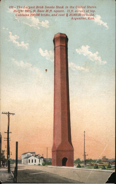 Country's Largest Brick Smoke Stack Argentine Kansas