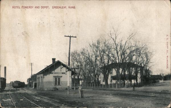 Hotel Pomeroy and Depot Greenleaf Kansas