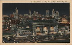 Union Station and Sky Line by Night Kansas City, MO Postcard Postcard Postcard