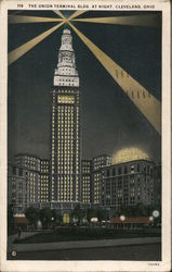 Union Terminal Building at Night Postcard
