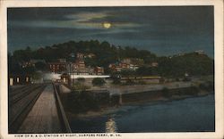 Baltimore & Ohio Station at Night Harpers Ferry, WV Postcard Postcard Postcard