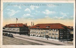 New General Office Building and Missouri, Kansas & Texas Station Parsons, KS Postcard Postcard Postcard