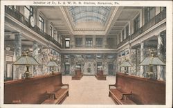 Interior, Delaware, Lackawanna and Western Railway Station Postcard