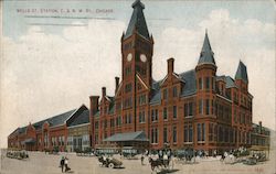 Wells Street Station, Chicago & Northwestern Railway Postcard