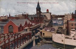 Wells Street Bridge and Northwestern Station Chicago, IL Postcard Postcard Postcard