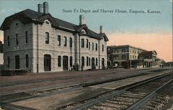 Santa Fe Depot and Harvey House Emporia, KS Postcard Postcard Postcard