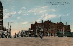 Main Street and Santa Fe Depot Postcard