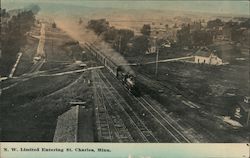N.W. Limited Entering St. Charles, Minn. Postcard
