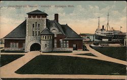 Union Depot and Steamer "Alabama" Postcard