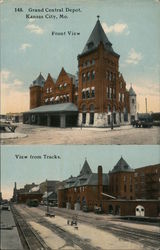 Views of Grand Central Depot, Front and from Tracks Kansas City, MO Postcard Postcard Postcard