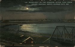 Moonlight on the Missouri River, View from Grand Central Depot Postcard