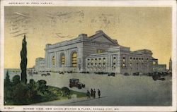 Sunset View, New Union Station & Plaza Postcard
