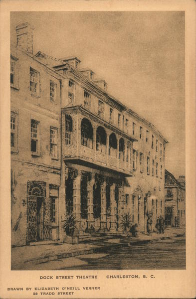 Dock Street Theatre, drawn by Elizabeth O'Neill Verner Charleston South Carolina