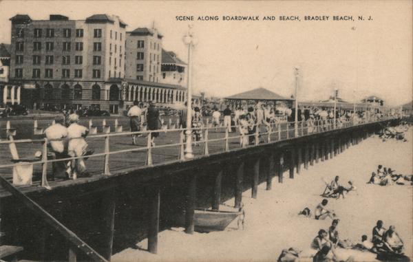 Scene Along Boardwalk and Beach Bradley Beach New Jersey