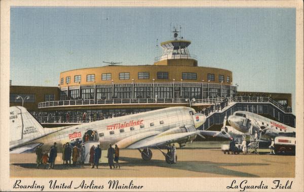 Boarding United Airlines Mainliner, La Guardia Field New York