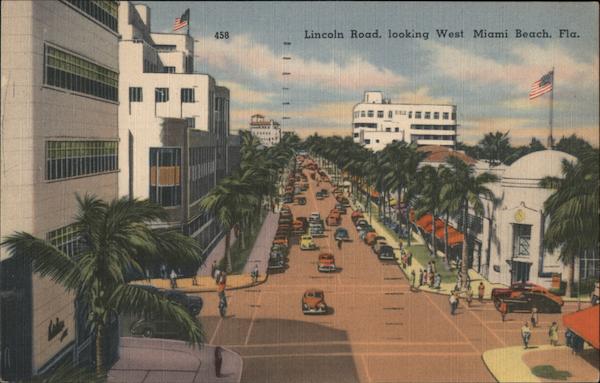 Lincoln Road, looking West Miami Beach Florida