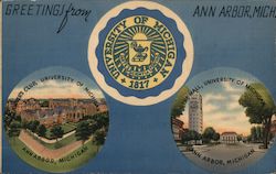 Greetings from University of Michigan - Artes Scientia Veritas 1817 Postcard