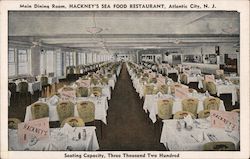 Main Dining Room, Hackney's Sea Food Restaurant Postcard