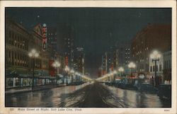 Main Street at Night Postcard