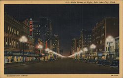 Main Street at Night Postcard
