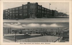 Butte High School and Stadium - Rocky Mountains Postcard